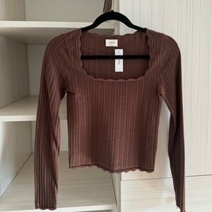 Aritzia Wilfred Parcel Sweater - Cocoa Bean